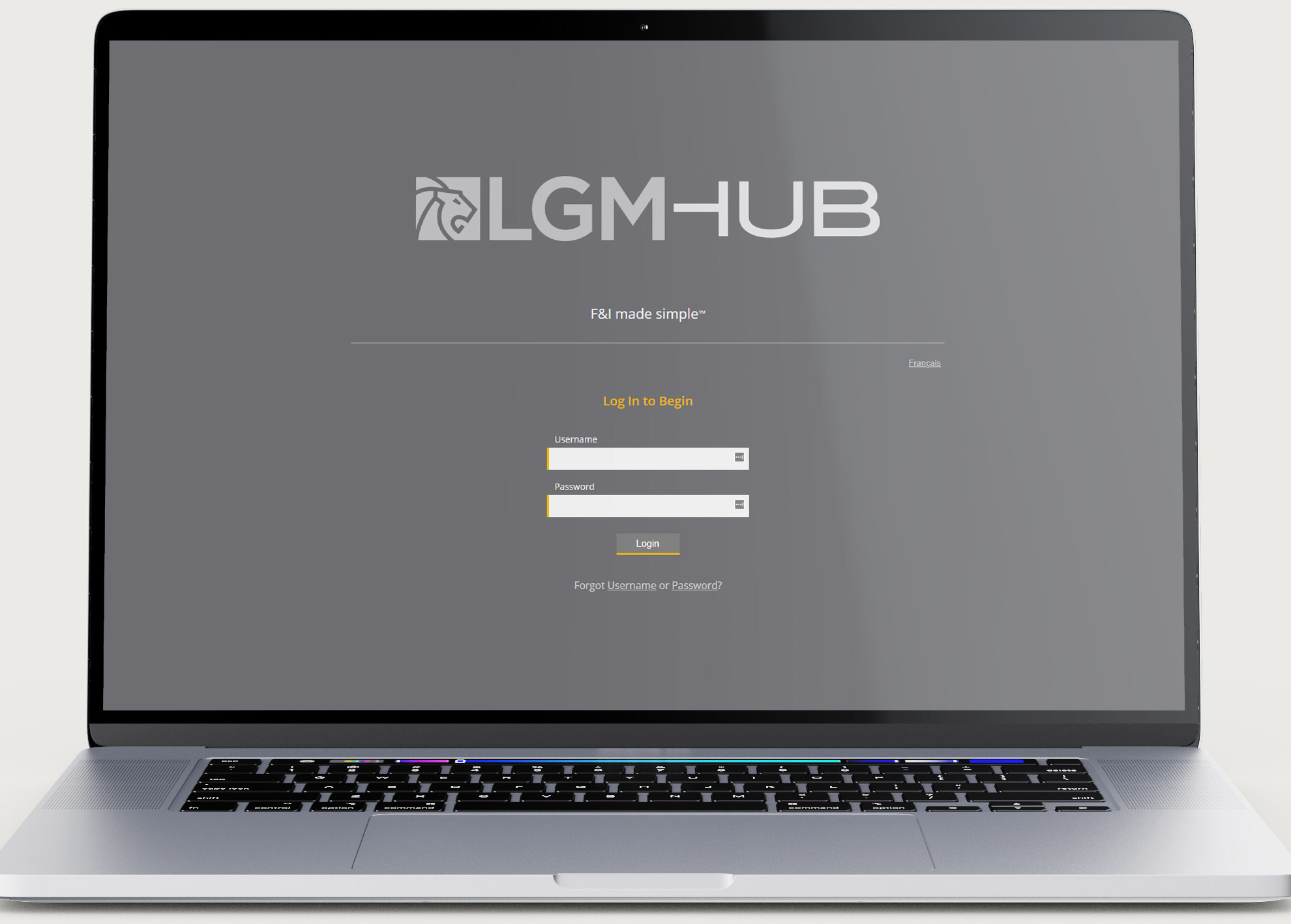 HUB login page